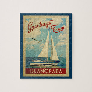 Quebra-cabeça Viagens vintage de veleiro Islamorada na Flórida