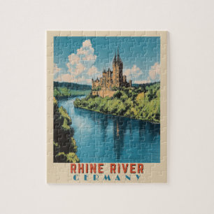 Quebra-cabeça Viagens vintage do rio Reno na Alemanha