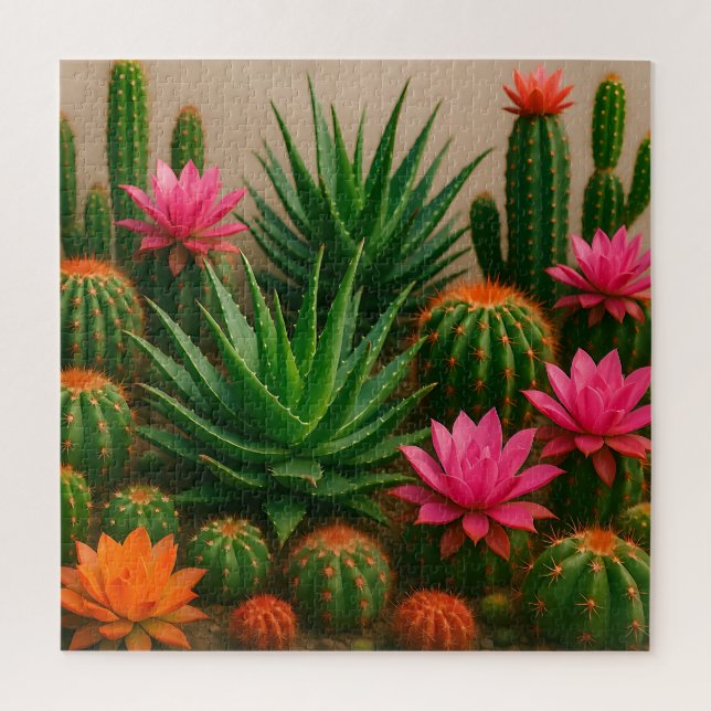 Quebra-cabeça Vibrant Cactus Succulent Bloom Desert (Vertical)