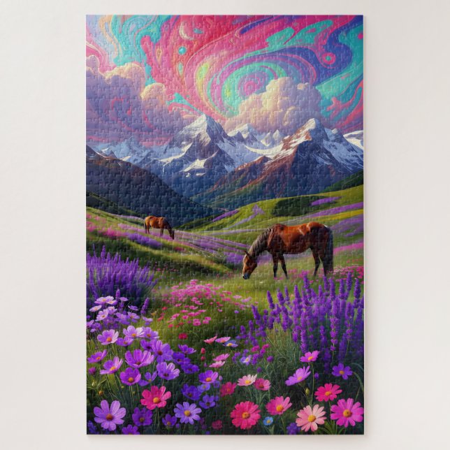 Quebra-cabeça Vibrant Fantasy Nature - Oil Painting Style Puzzle (Vertical)