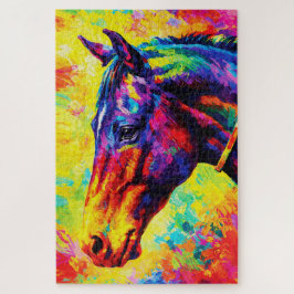 Quebra-cabeça Vibrant Impasto Horse Portrait Colorful Wild