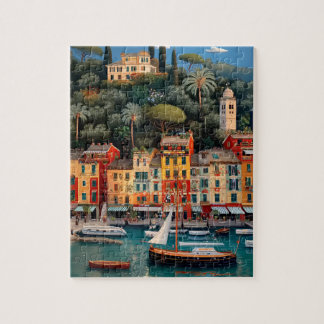 Quebra-cabeça Vibrant Mediterranean Seaside Village Puzzle