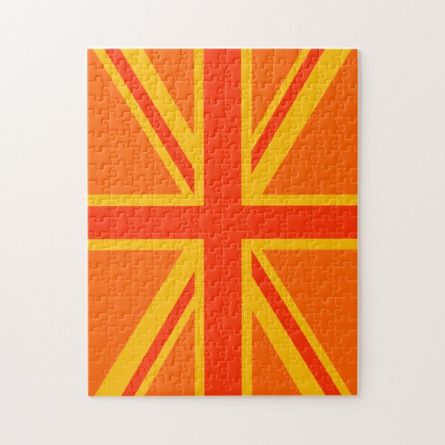 Quebra-cabeça Vibrant Orange Union Jack British Flag Swag (Vertical)