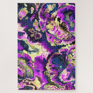Quebra-cabeça Vibrant Trippy Boho Hippie Fractal Marble Art