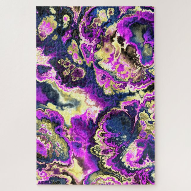 Quebra-cabeça Vibrant Trippy Boho Hippie Fractal Marble Art (Vertical)