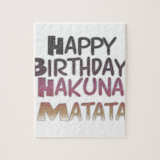 Quebra-cabeça Vibrante Feliz Aniversário Hakuna Matata Design (Vertical)