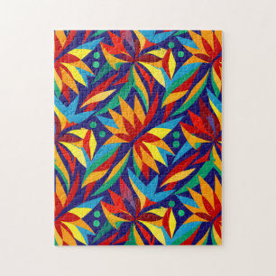 Quebra-cabeça Vibrante Geométrico Tropical Abstrato Multicolorid
