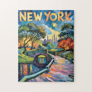 Quebra-cabeça Vibrante Parque Central de Nova York EUA Estilo Va