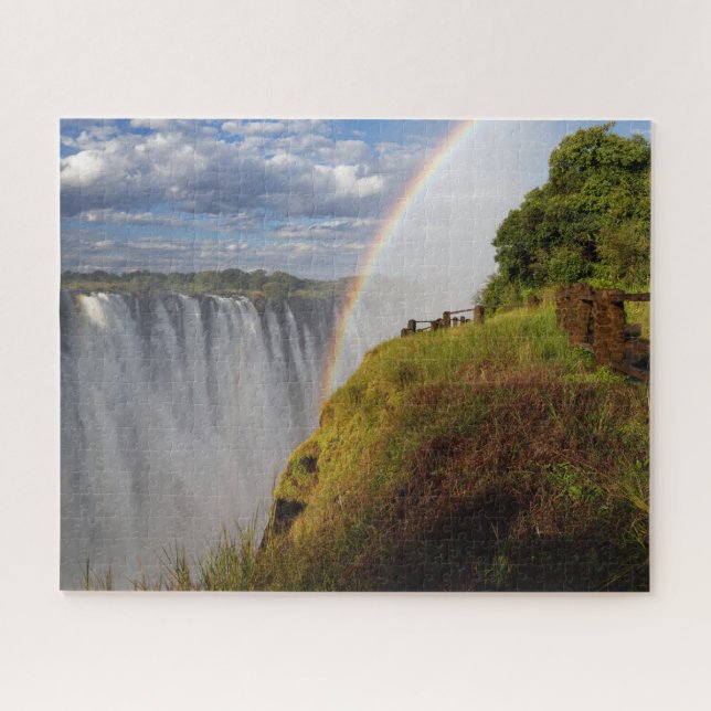 Quebra-cabeça Victoria Falls em Zâmbia com Rainbow e Mist (Horizontal)