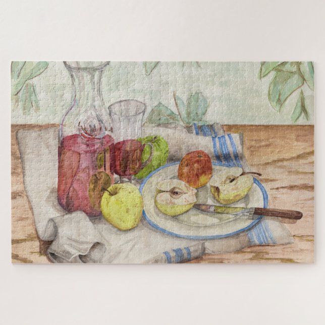 Quebra-cabeça Vida estática da fruta e do vinho - Pintura (Horizontal)