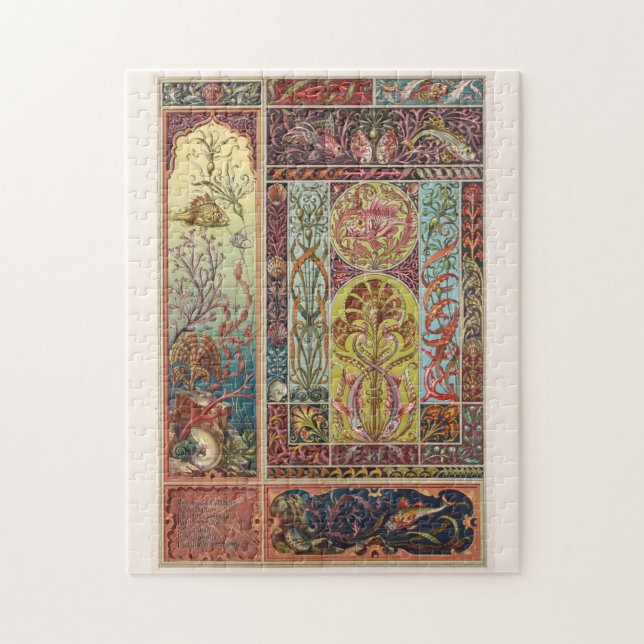 Quebra-cabeça Vida marinha submarina, art nouveau aquarium (Vertical)