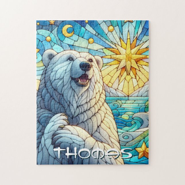 Quebra-cabeça Vidro Escondido Do Urso Polar Personalizado (Vertical)