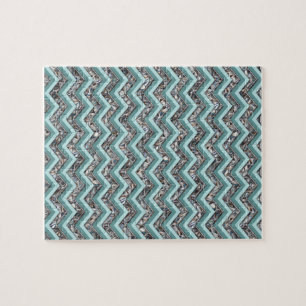Quebra-cabeça Vidro Escuro e Zigzag Teal