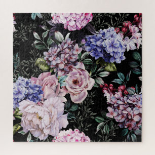 Quebra-cabeça Vidro Floral Escuro Design
