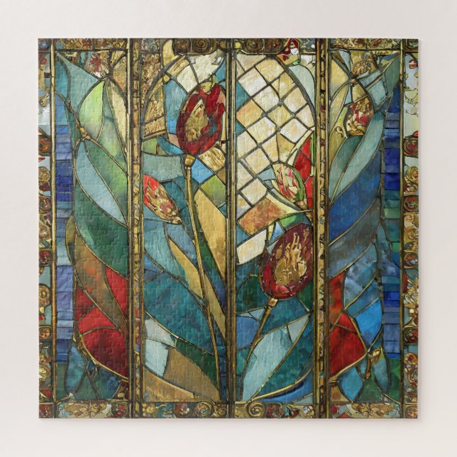 Quebra-cabeça Vidro Vermelho Chefe Poppies no nascer do Sol (Vertical)