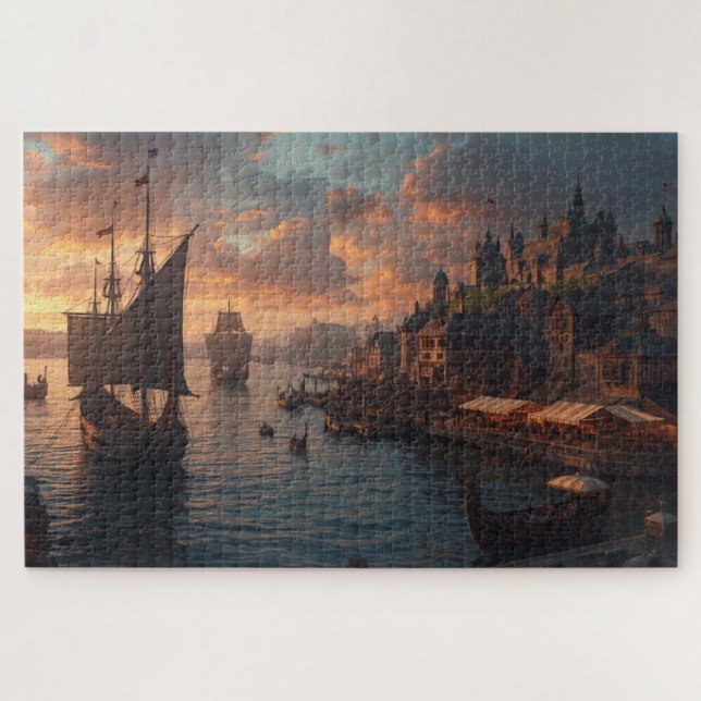 Quebra-cabeça Viking Harbor Jigsaw Puzzle (Horizontal)