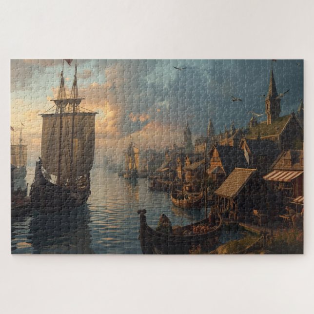 Quebra-cabeça Viking Harbor Jigsaw Puzzle (Horizontal)