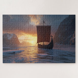 Quebra-cabeça Viking Longship Icy Fjord