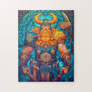 Quebra-cabeça Viking Warrior com Ax Norse Mythology Comic