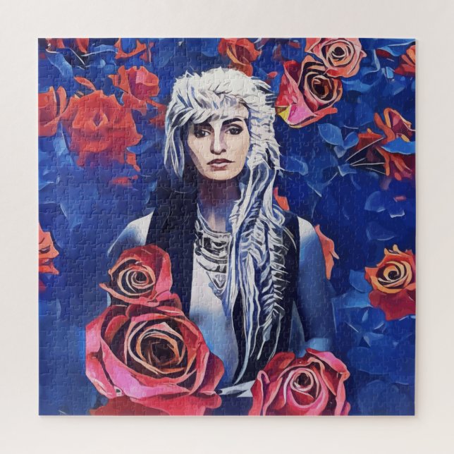 Quebra-cabeça Viking Woman Rosa vermelha Original Abstrato Art (Vertical)