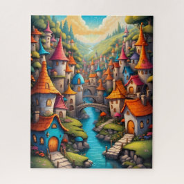 Quebra-cabeça Vila de Castelo de Conto de Fadas Colorido