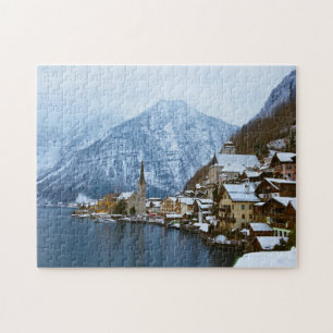 Quebra-cabeça Vila Hallstatt no lago - Salzburg Áustria