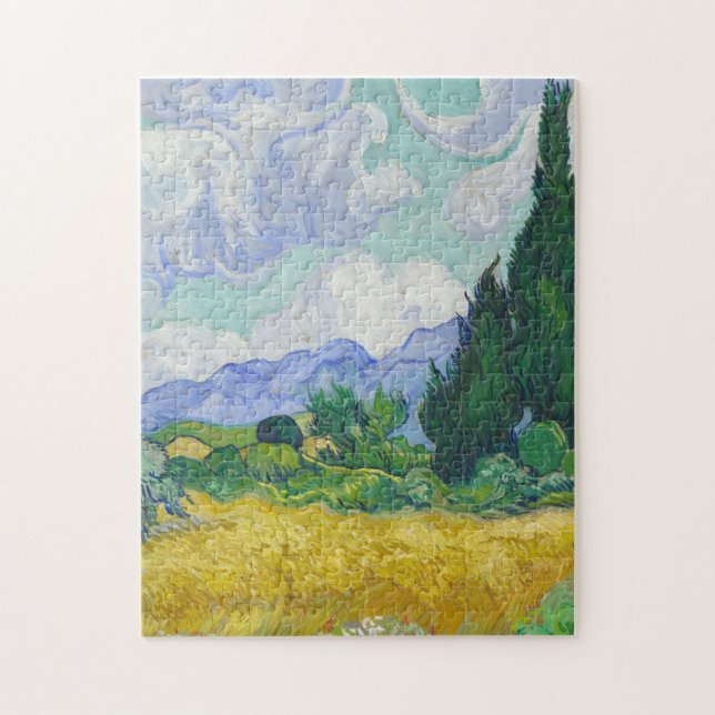 Quebra-cabeça Vincent van Gogh - A Wheatfield, com Cypress (Vertical)