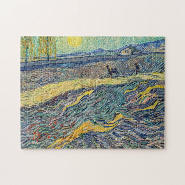 Quebra-cabeça Vincent van Gogh - Campo com lavoura de agricultor (Horizontal)