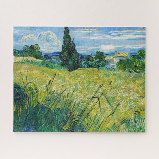 Quebra-cabeça Vincent van Gogh - Campo de Trigo Verde com Cypres (Horizontal)
