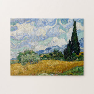 Quebra-cabeça Vincent Van Gogh Campos De Trigo Com Cyprestes