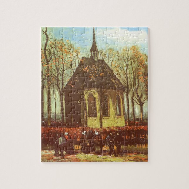 Quebra-cabeça Vincent van Gogh - Capela em Nuenen, Fieis (Vertical)