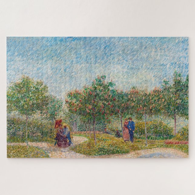 Quebra-cabeça Vincent van Gogh - Jardim em Montmarte com Amantes (Horizontal)