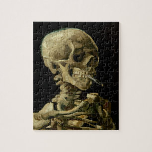 Quebra-cabeça Vincent Van Gogh Skeleton com um cigarro em chamas