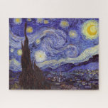 Quebra-cabeça Vincent Van Gogh Starry Night Vintage Fine Art<br><div class="desc">Vincent van Gogh Starry Night Fine Art Painting Starry Night Starry Night é uma pintura do artista poste-impressionista holandês Vincent van Gogh. O céu azul à noite está cheio de nuvens, estrelas e uma lua crescente brilhante. A Noite Estrelada é a única noturna na série de visões da janela do...</div>