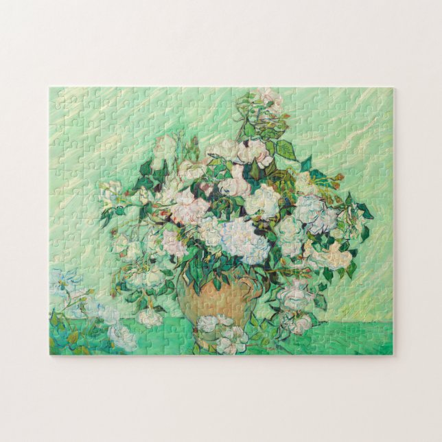 Quebra-cabeça Vincent Van Gogh Vase com Rosas Rosa de Bela Arte (Horizontal)
