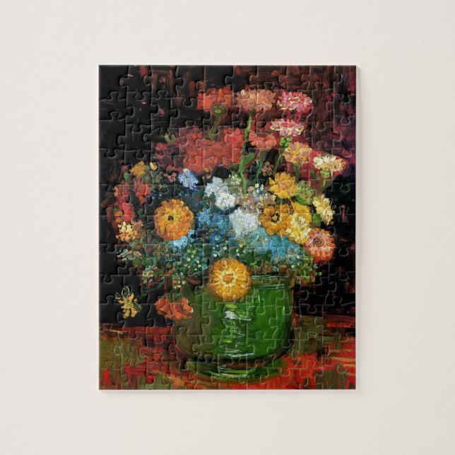 Quebra-cabeça Vincent Van Gogh - Vaso Com Zínias Arte Fino (Vertical)