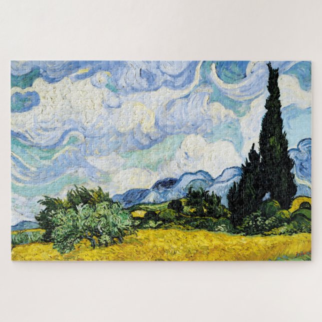 Quebra-cabeça Vincent Van Gogh Wheat Field com Cyprestes (1889) (Horizontal)