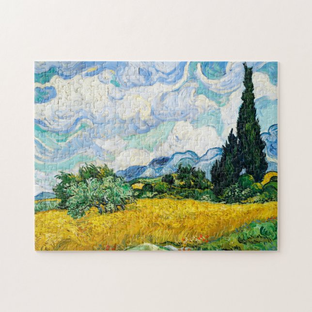 Quebra-cabeça Vincent Van Gogh Wheat Field with Cypresses (Horizontal)