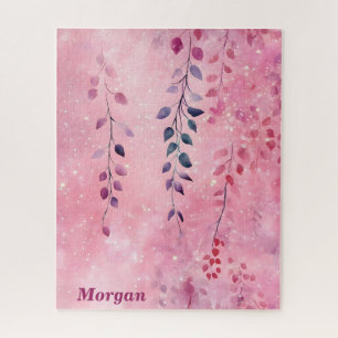 Quebra-cabeça Vinhas Elegantes De Aquarela Com Fundo Rosa