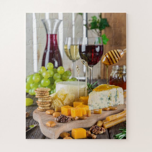 Quebra-cabeça Vinho de queijo Nozes de mel Comida de bolachas (Vertical)
