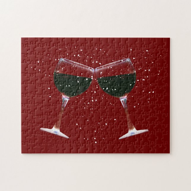 Quebra-cabeça Vinho Vermelho Brindando (Horizontal)