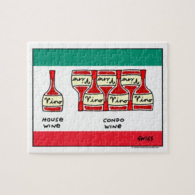 Quebra-cabeça Vino Cartoon para Enófilos Garrafas de Vinho Engra (Horizontal)