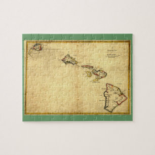 Quebra-cabeça Vintage 1837 Mapa do Havaí - Ilhas Havaianas