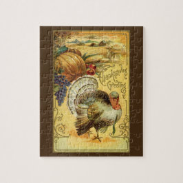 Quebra-cabeça Vintage Ação de Graças Saudações com a Turquia