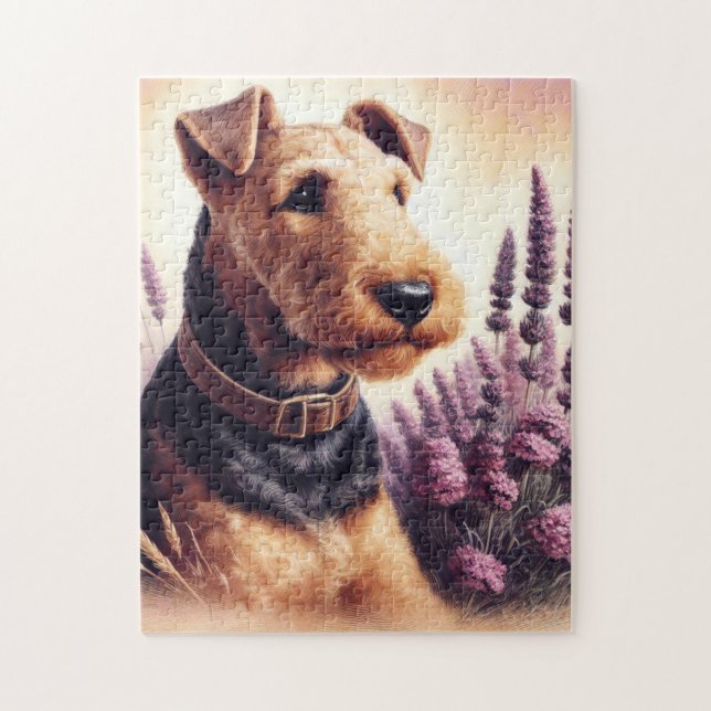 Quebra-cabeça Vintage Airedale Terrier Painting (Vertical)