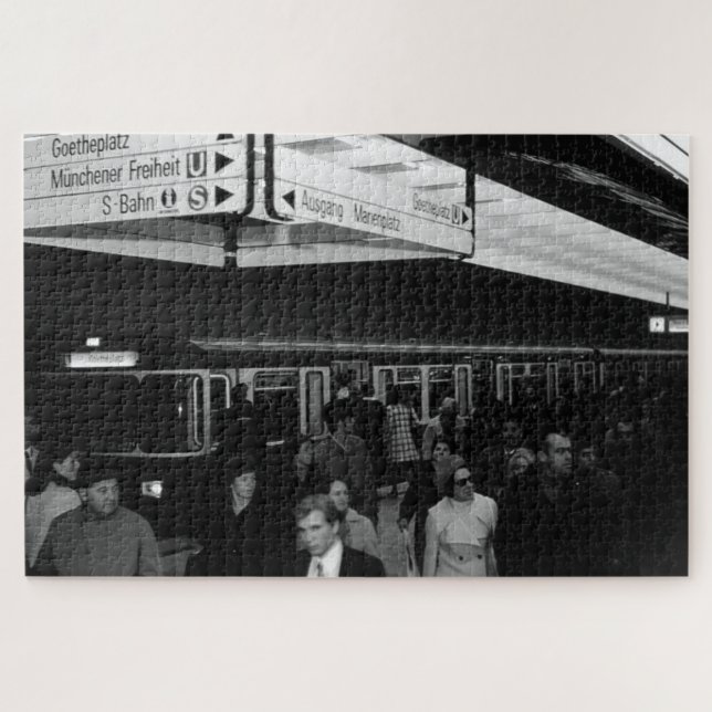 Quebra-cabeça Vintage Alemanha Estação de Munique Marienplatz (Horizontal)