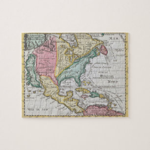 Quebra-cabeça Vintage - América do Norte - Mapa Kaart van Noord