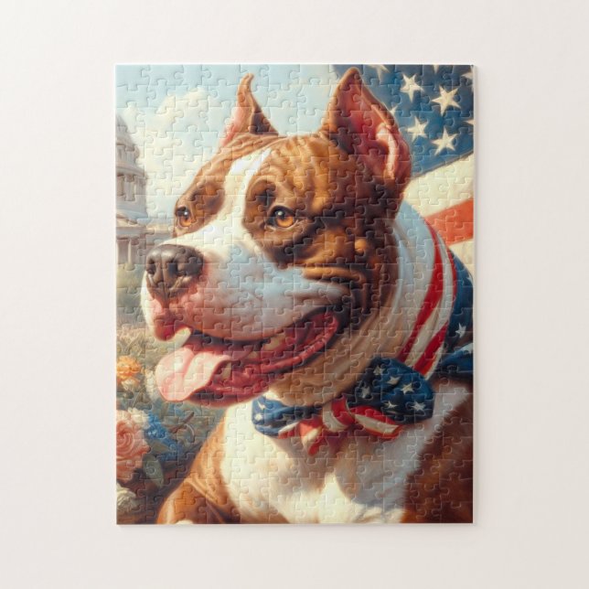 Quebra-cabeça Vintage American Pit Bull Terrier Painting (Vertical)