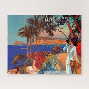 Quebra-cabeça Vintage Antibes Cote D'Azur - Ilustração Viagem