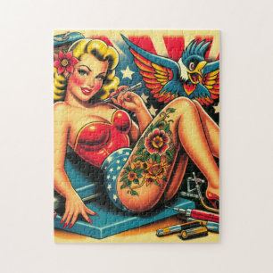 Quebra-cabeça Vintage Antiga Escola Tattto Pin